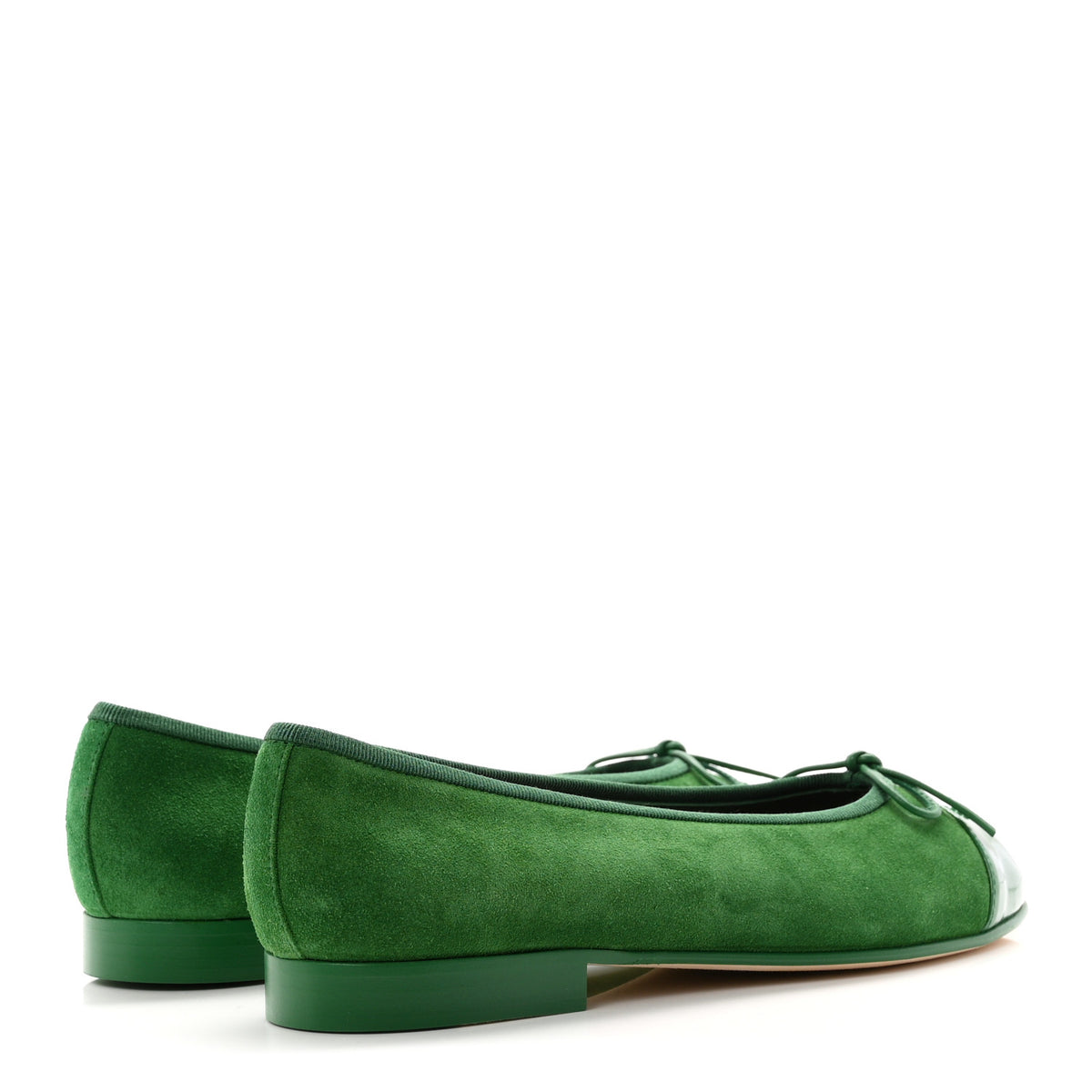 Chanel Suede Patent Cap Toe CC Ballerina Flats 36.5 Green 5 of 10