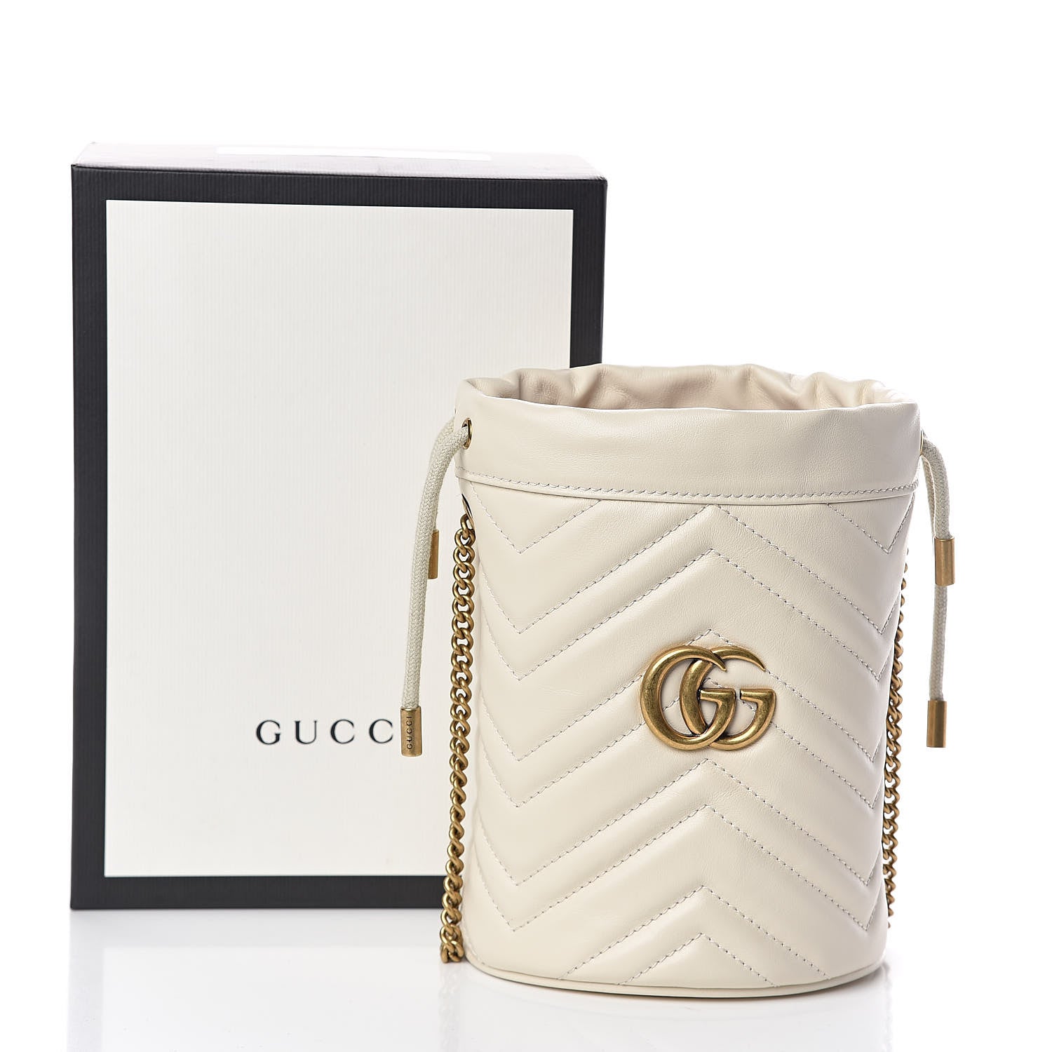 Gucci Calfskin Matelasse Mini GG Marmont 2.0 Bucket Bag White 9 of 9