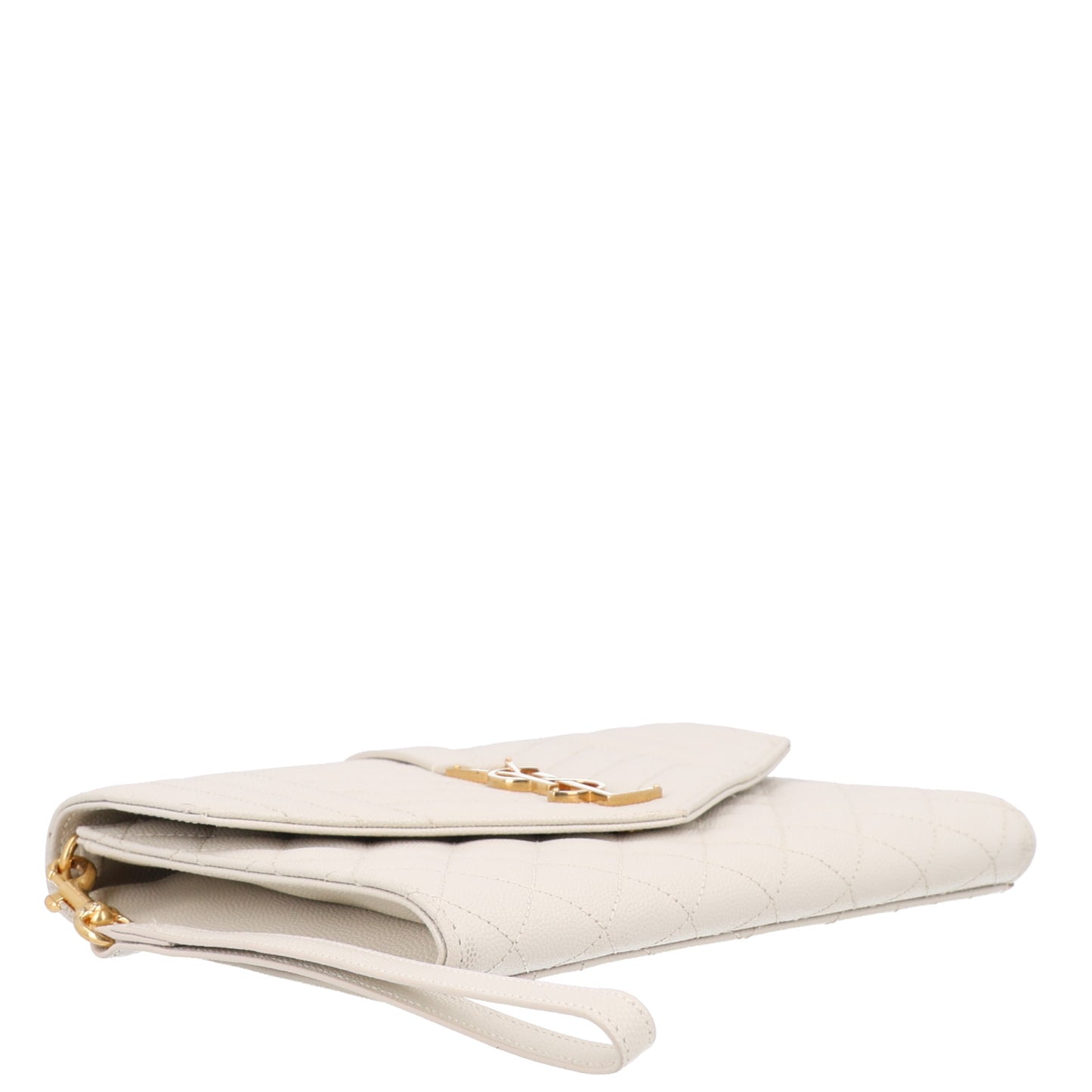 Grain De Poudre Textured Mixed Matelasse Triquilt Monogram Clutch Crema Soft