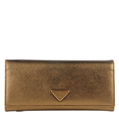 Prada Saffiano Triangle Continental Flap Wallet Bronzo 1 of 12