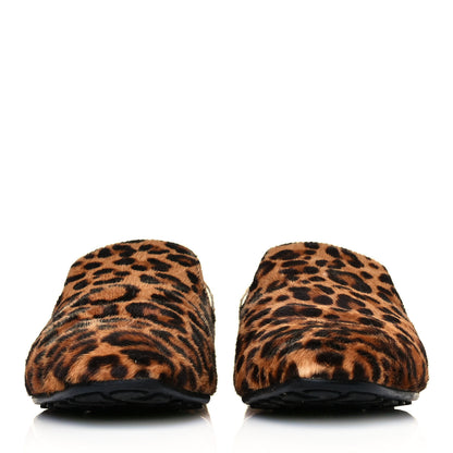 Jimmy Choo Pony Hair Leopard Print Wheel Jazz Flats 37.5 Brown 2 of 9