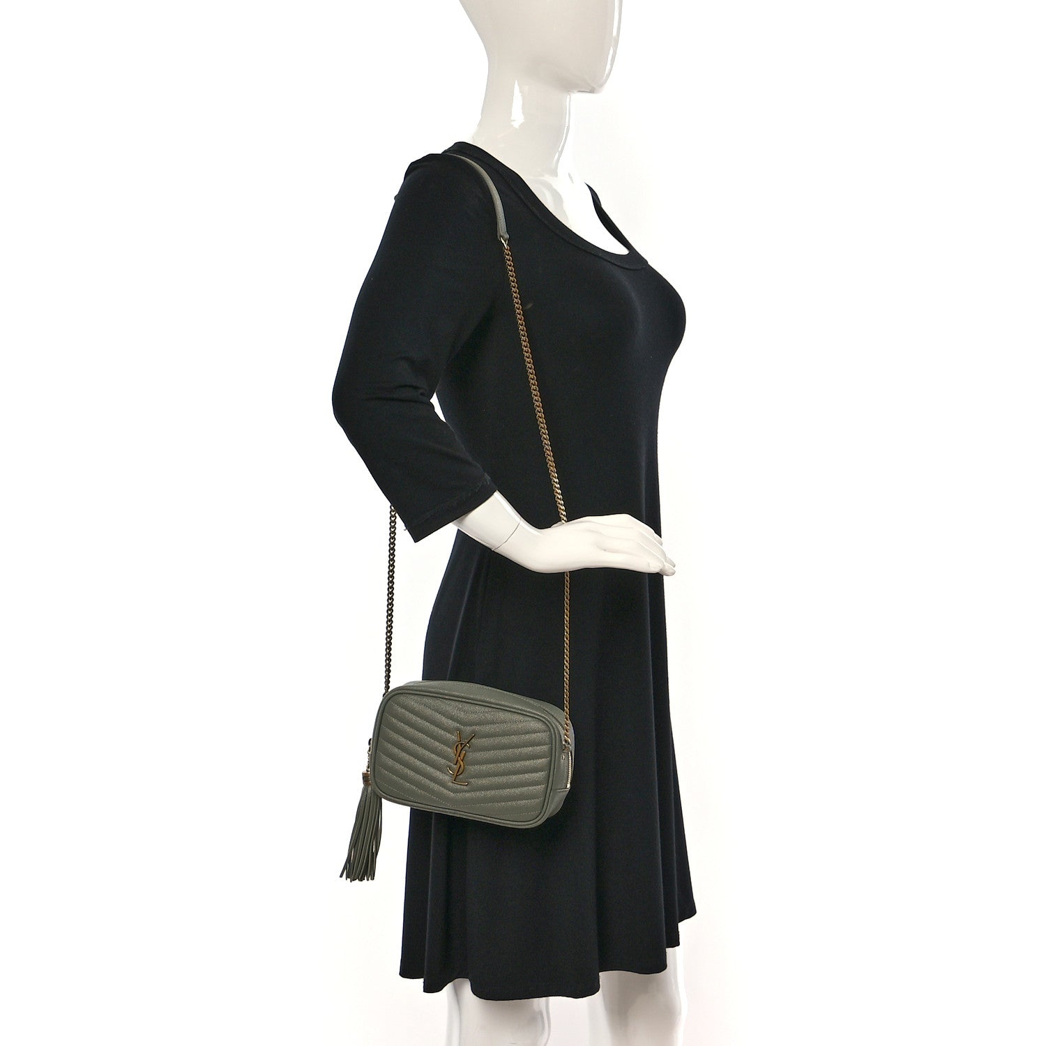 Saint Laurent Grain De Poudre Matelasse Monogram Mini Lou Camera Bag Light Sage 2 of 10