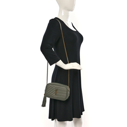 Saint Laurent Grain De Poudre Matelasse Monogram Mini Lou Camera Bag Light Sage 2 of 10