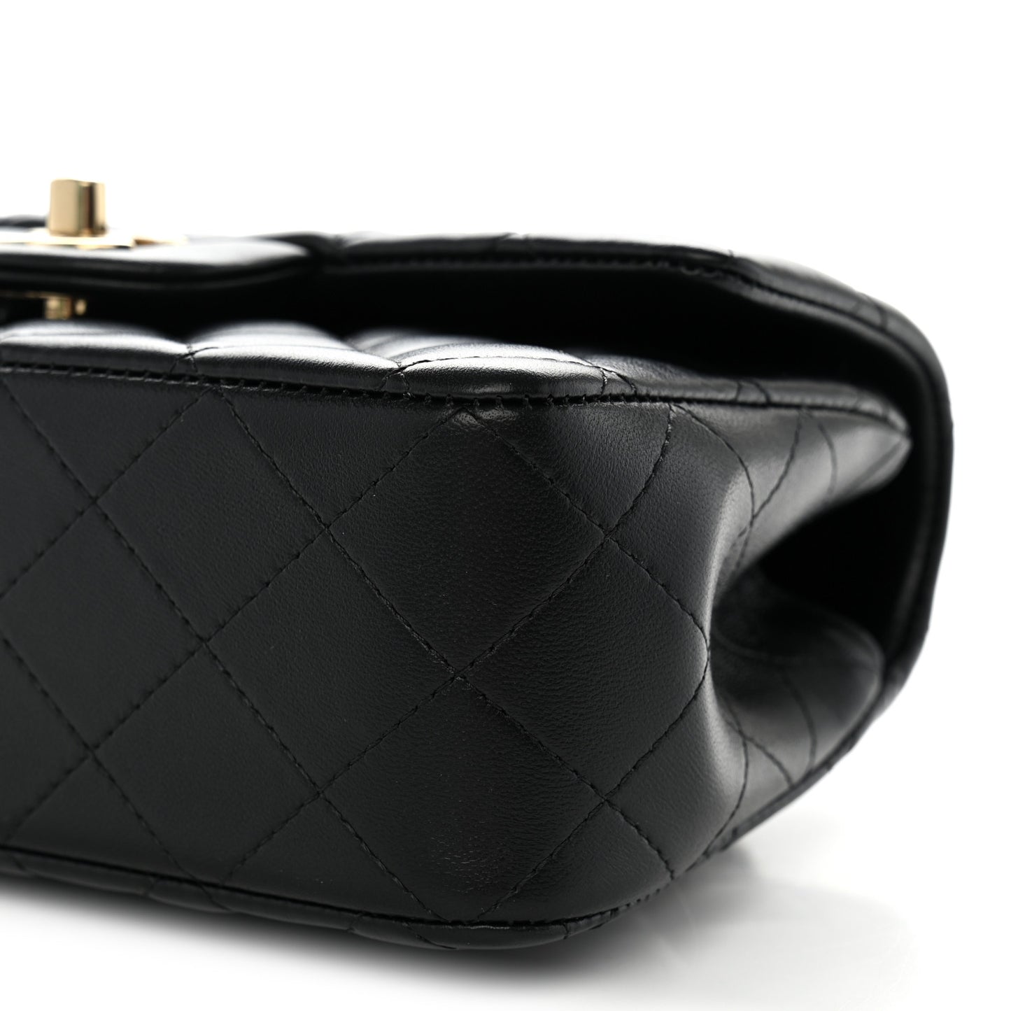 Lambskin Quilted Mini Top Handle Rectangular Flap Black