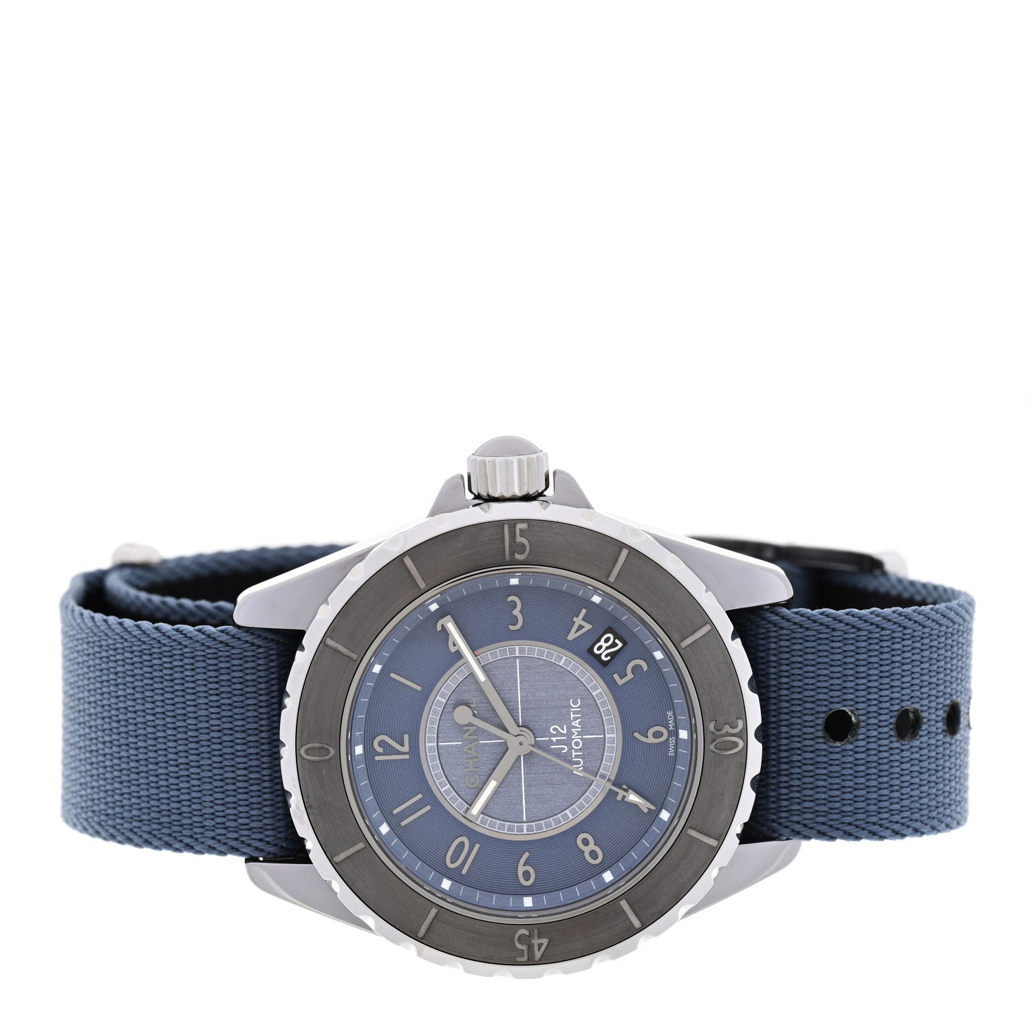 Chanel Titanium Ceramic Nylon 38mm J12 Automatic Watch Blue 2 of 6