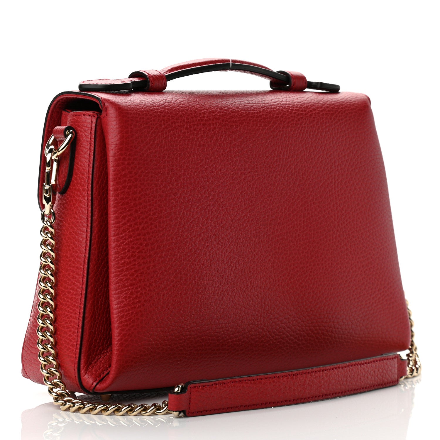Gucci Dollar Calfskin Interlocking G Top Handle Shoulder Bag Red 5 of 21