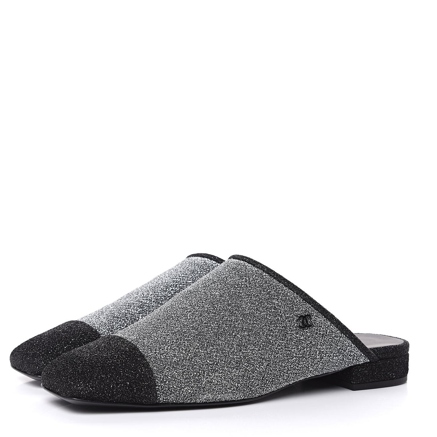 Fantasy Fabric Mules 38.5 Dark Silver Black