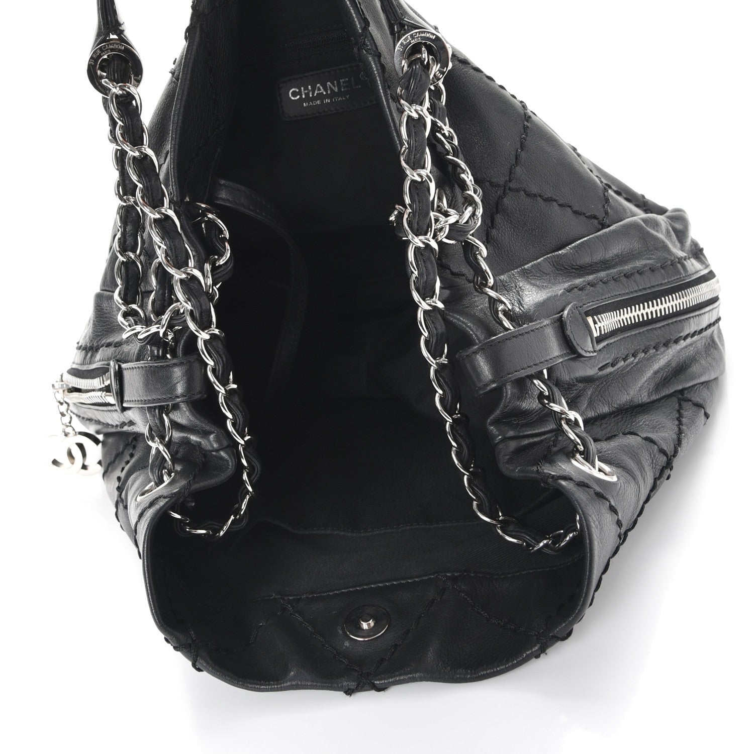Chanel Lambskin Stitched Expandable Tote Black 6 of 8
