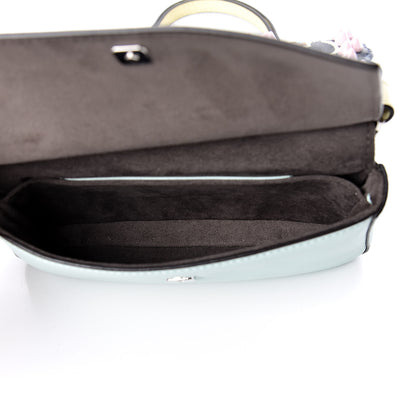 Fendi Vitello Dolce Flowers and Bows Bi-Color Scalloped Micro Double Baguette Blue Notte Fairy Green Multicolor 7 of 9