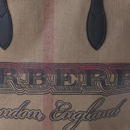 Burberry Coated Canvas Mega Check Medium Doodle Tote Black 9 of 9