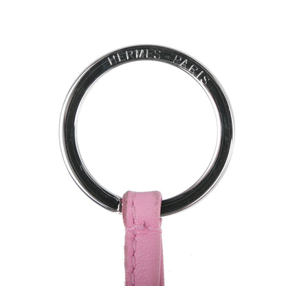 Hermes Lambskin Bi-Color Carmen Tassel Key Holder Rose Sakura White 3 of 3