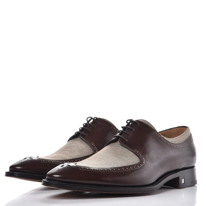 Louis Vuitton Mens Calfskin Canvas Lace Up Shoes 7.5 Brown 3 of 9