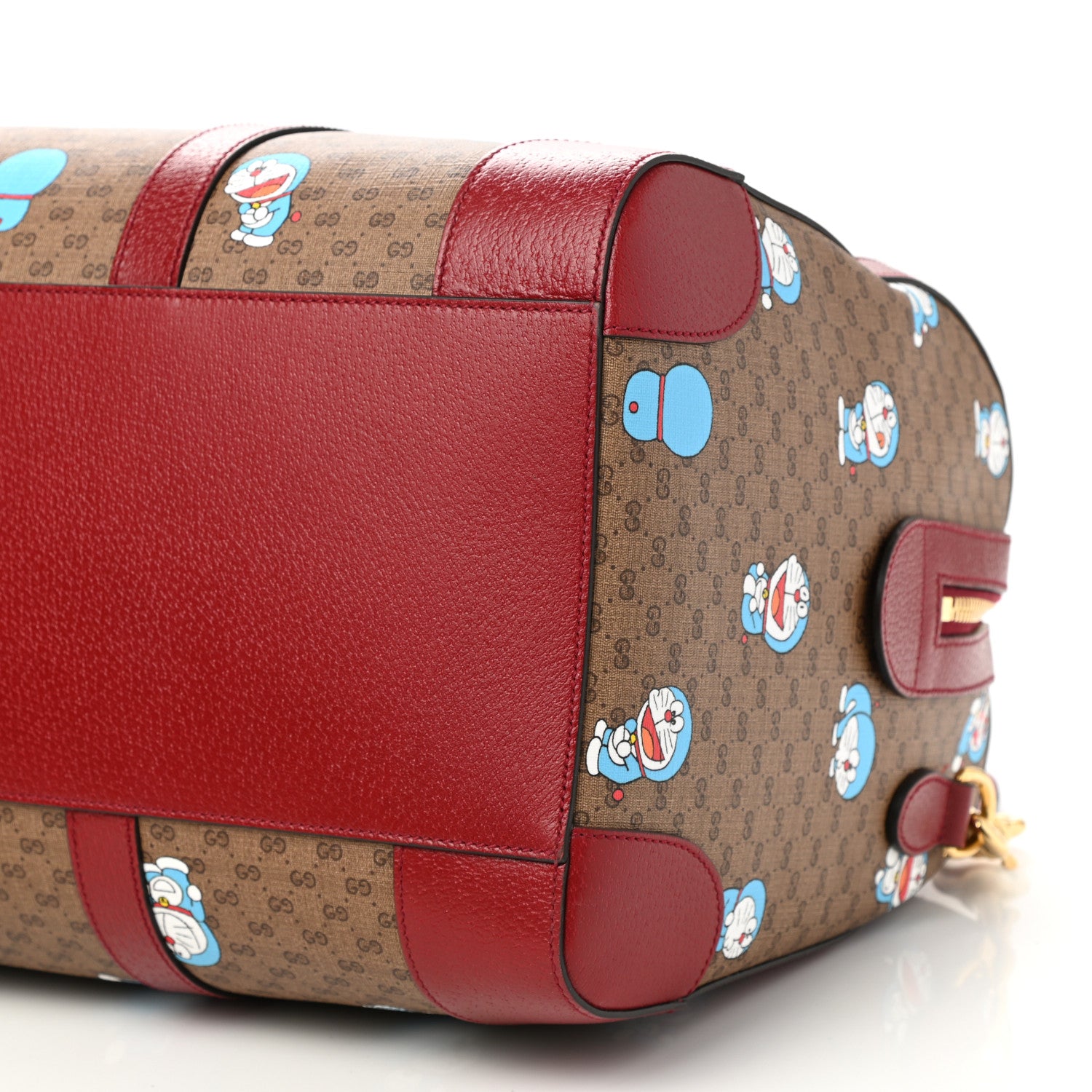 Gucci X DORAEMON Mini Vintage GG Supreme Monogram Web Duffle Travel Bag Beige Cherry Red 9 of 9