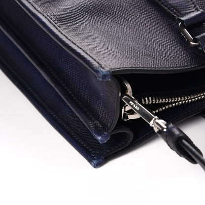 Prada Saffiano Cuir Double Handle Tote Baltico 14 of 16