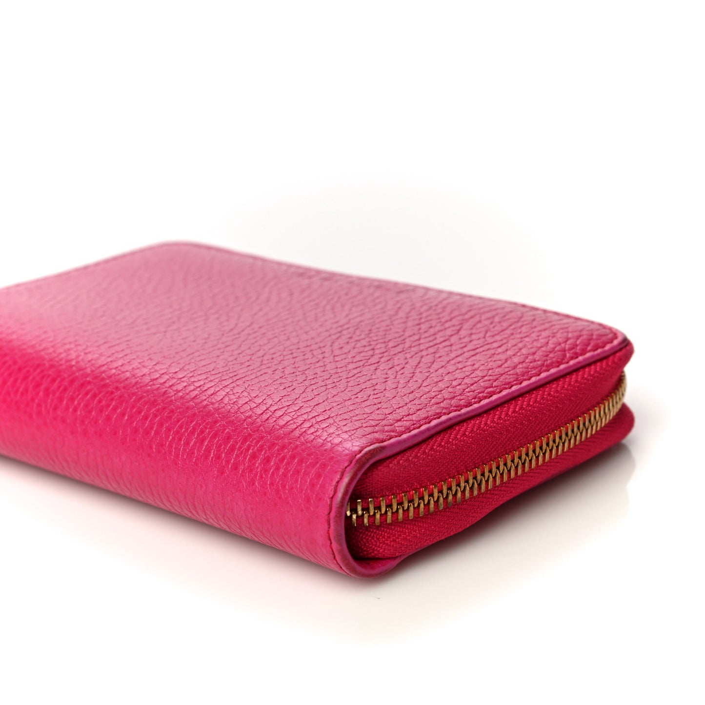 Pebbled Calfskin Zip Around Wallet Pink