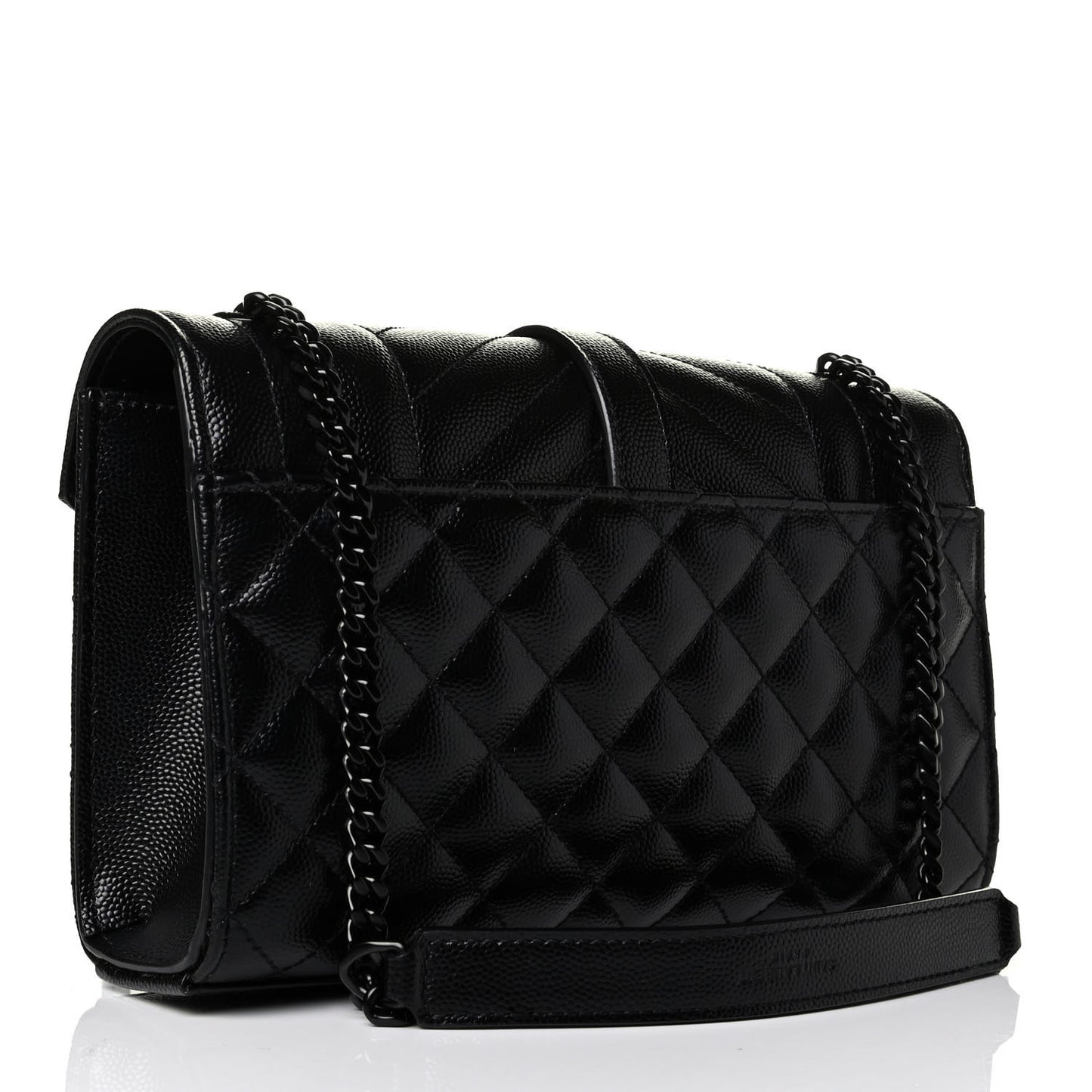 Grain De Poudre Textured Mixed Matelasse Triquilt Small Monogram Satchel Black