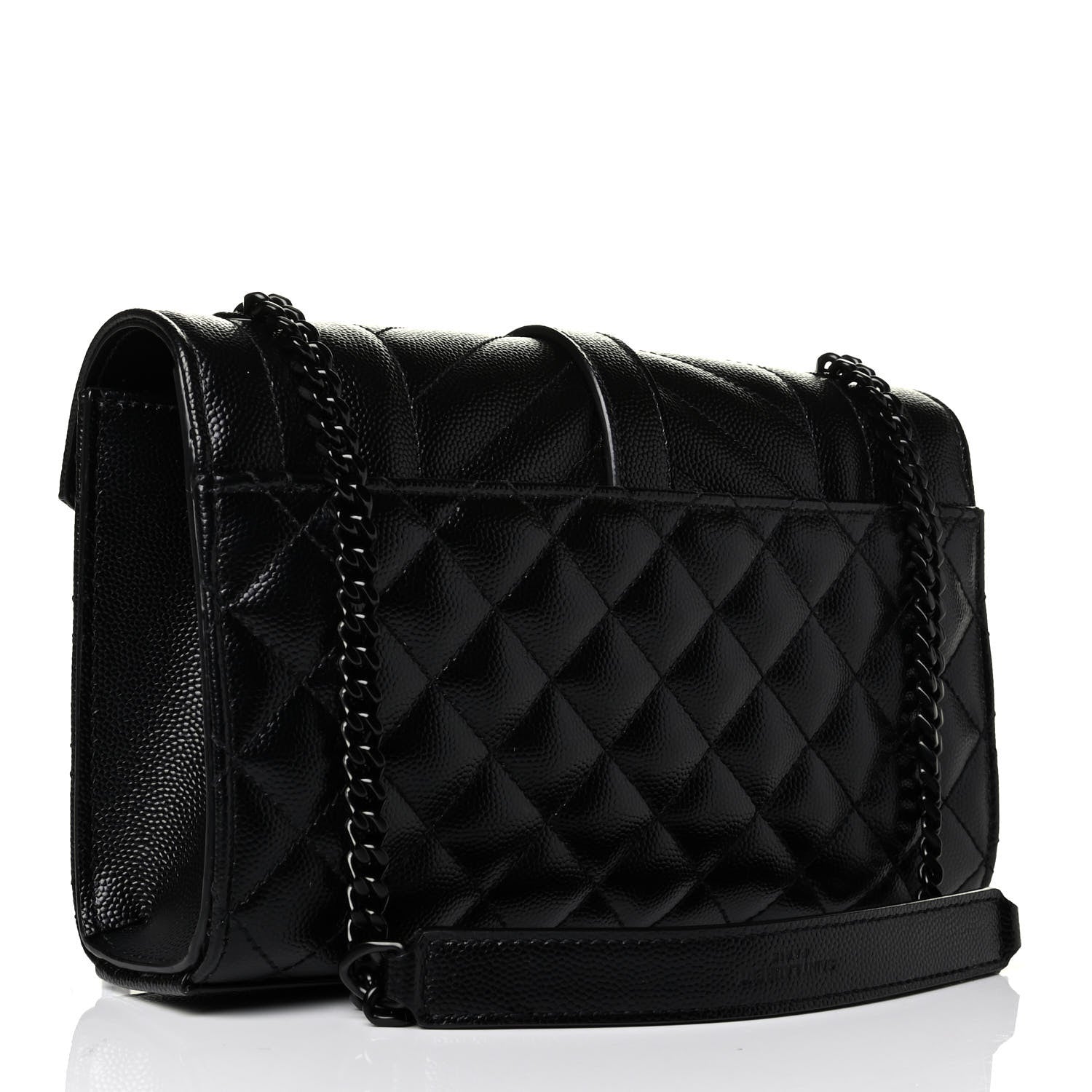 Saint Laurent Grain De Poudre Textured Mixed Matelasse Triquilt Small Monogram Satchel Black 2 of 7