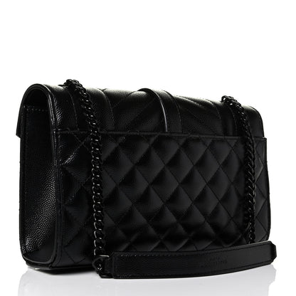 Saint Laurent Grain De Poudre Textured Mixed Matelasse Triquilt Small Monogram Satchel Black 2 of 7