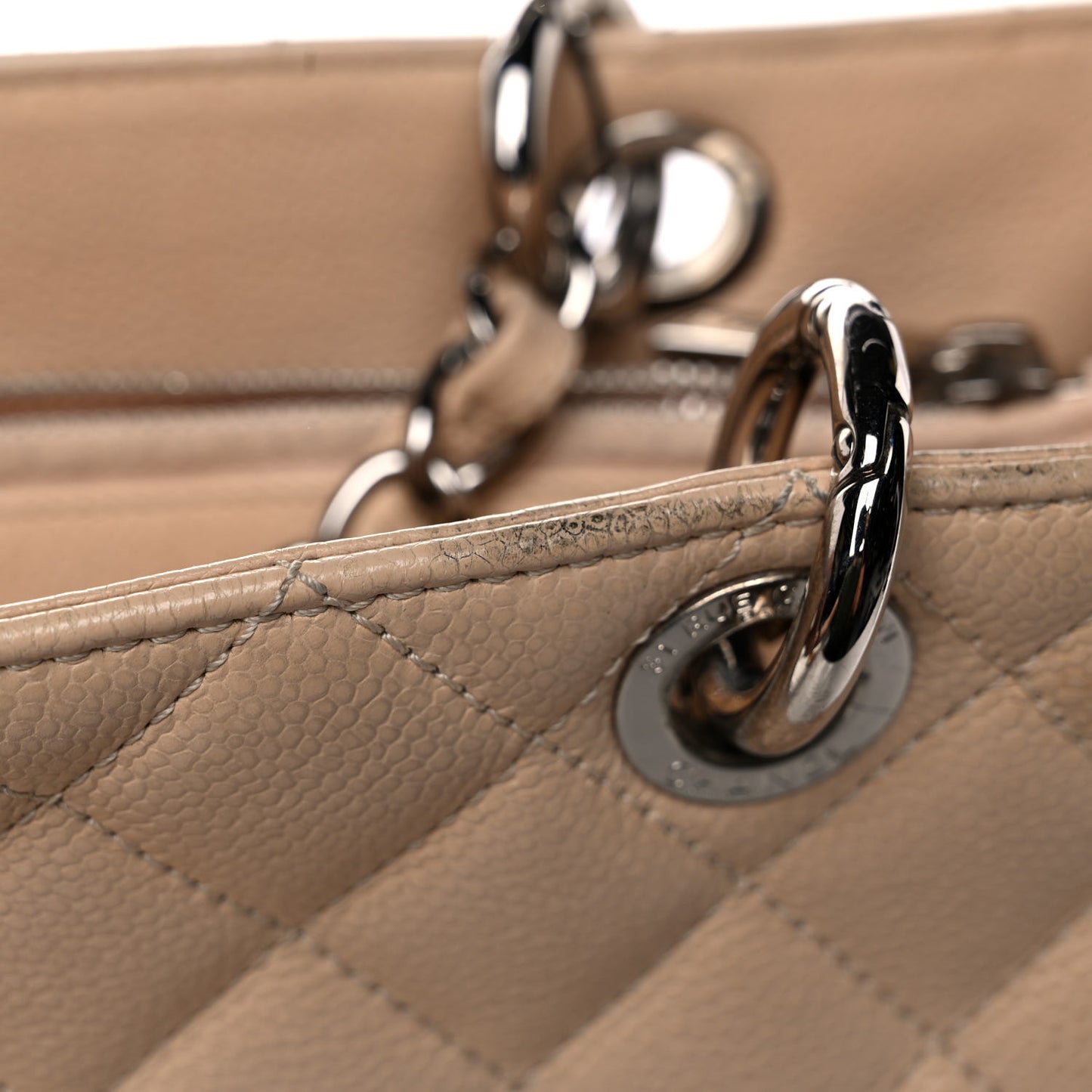 Caviar Quilted Grand Shopping Tote GST Beige Clair