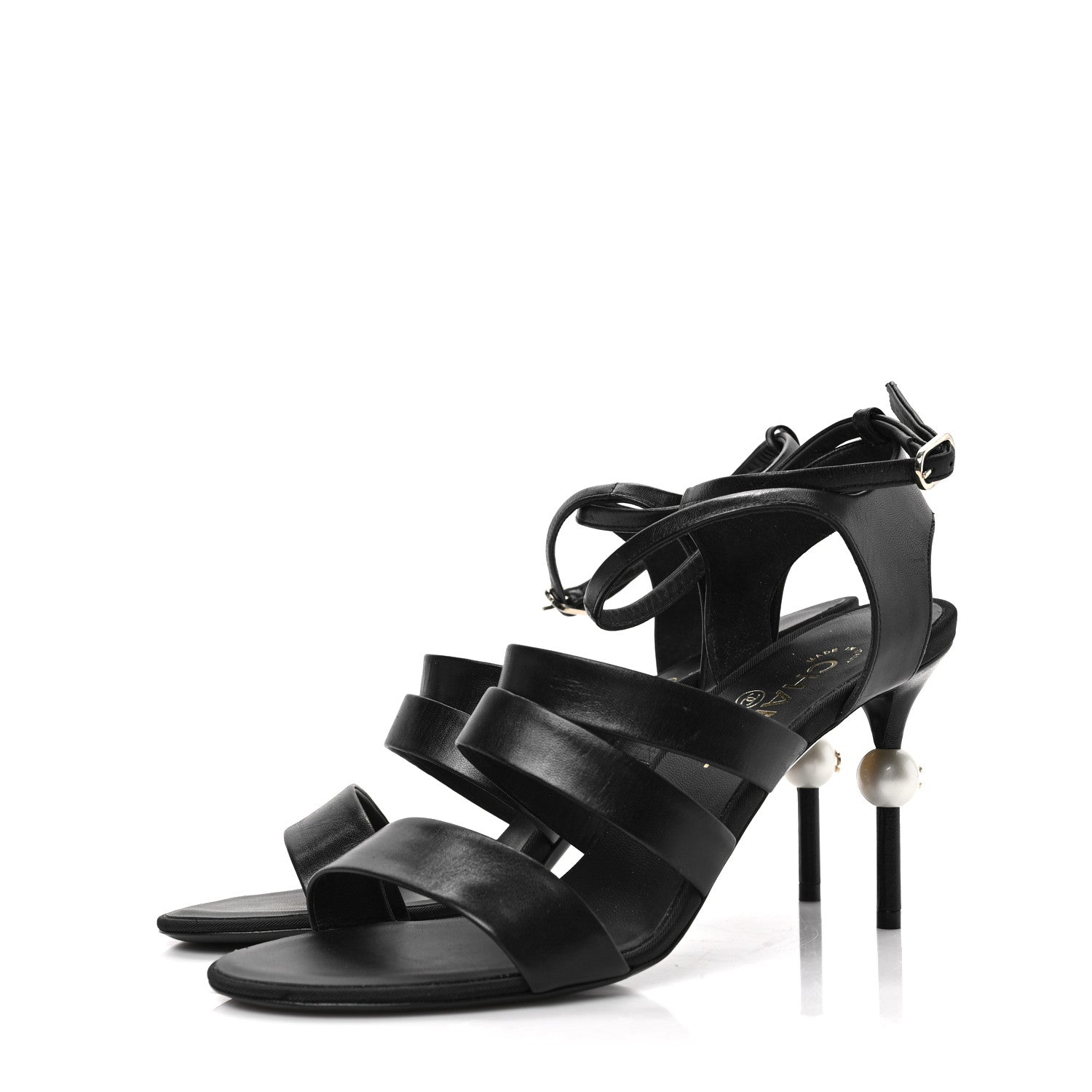 Chanel Calfskin Pearl CC Pumps 40.5 Black 3 of 9