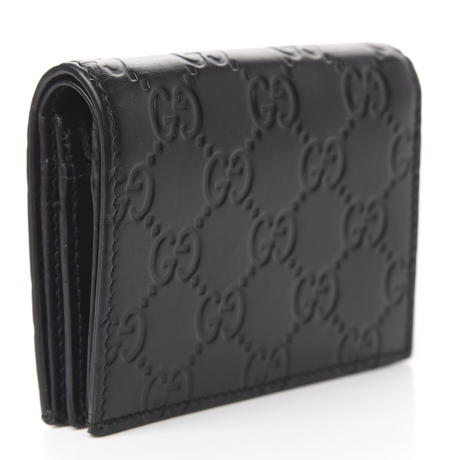 Gucci Guccissima Signature Crystal Cat Card Case Wallet Black 3 of 7