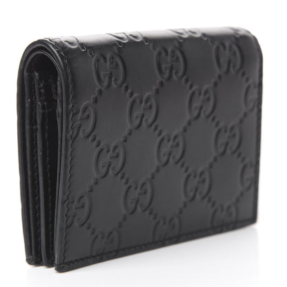 Gucci Guccissima Signature Crystal Cat Card Case Wallet Black 3 of 7