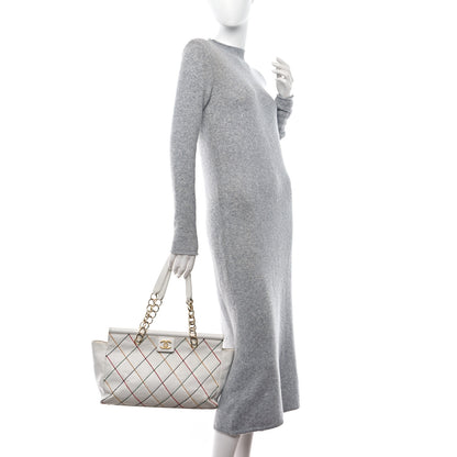Chanel Calfskin Multicolor Stitch Tote White 2 of 12