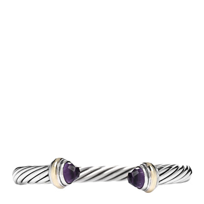 David Yurman Sterling Silver 14K Yellow Gold Amethyst 7mm Cable Classics Bracelet 1 of 3