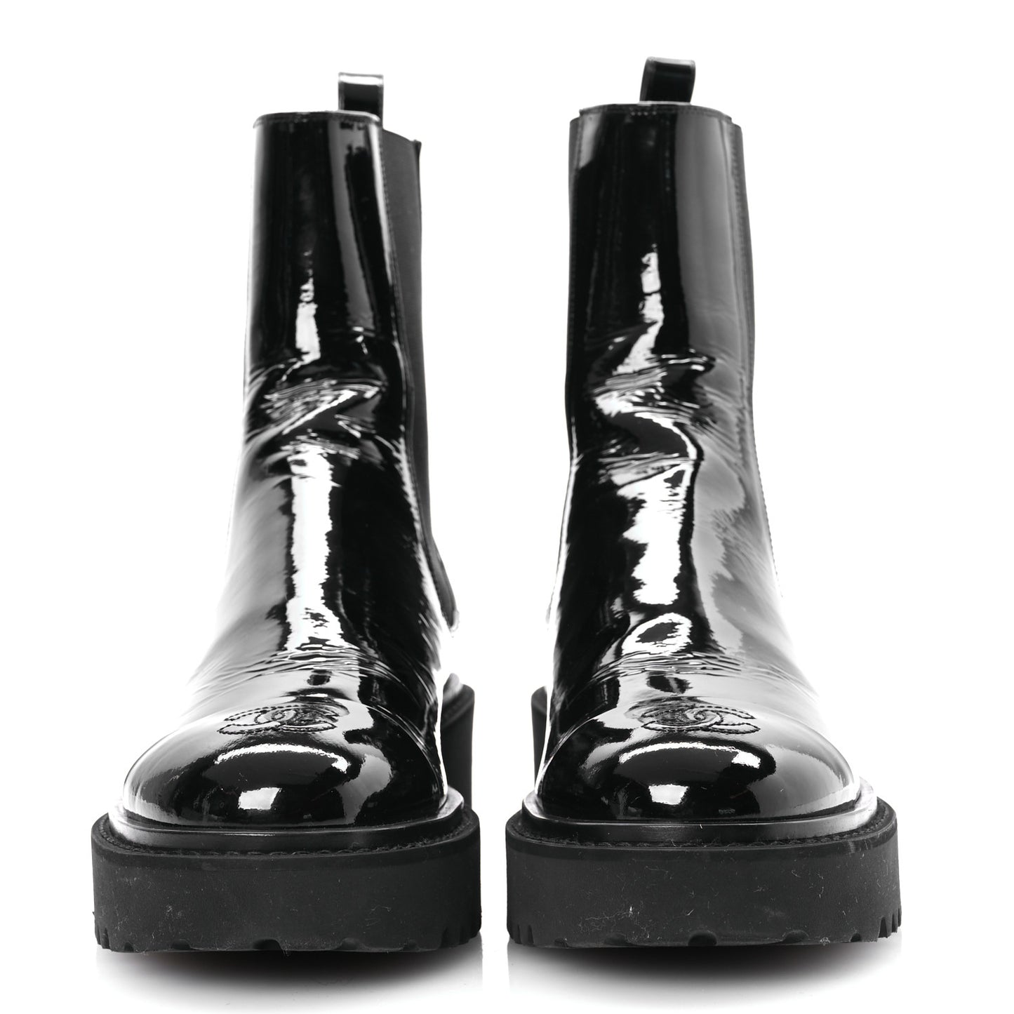 Patent Cap Toe Short Boots 38.5 Black