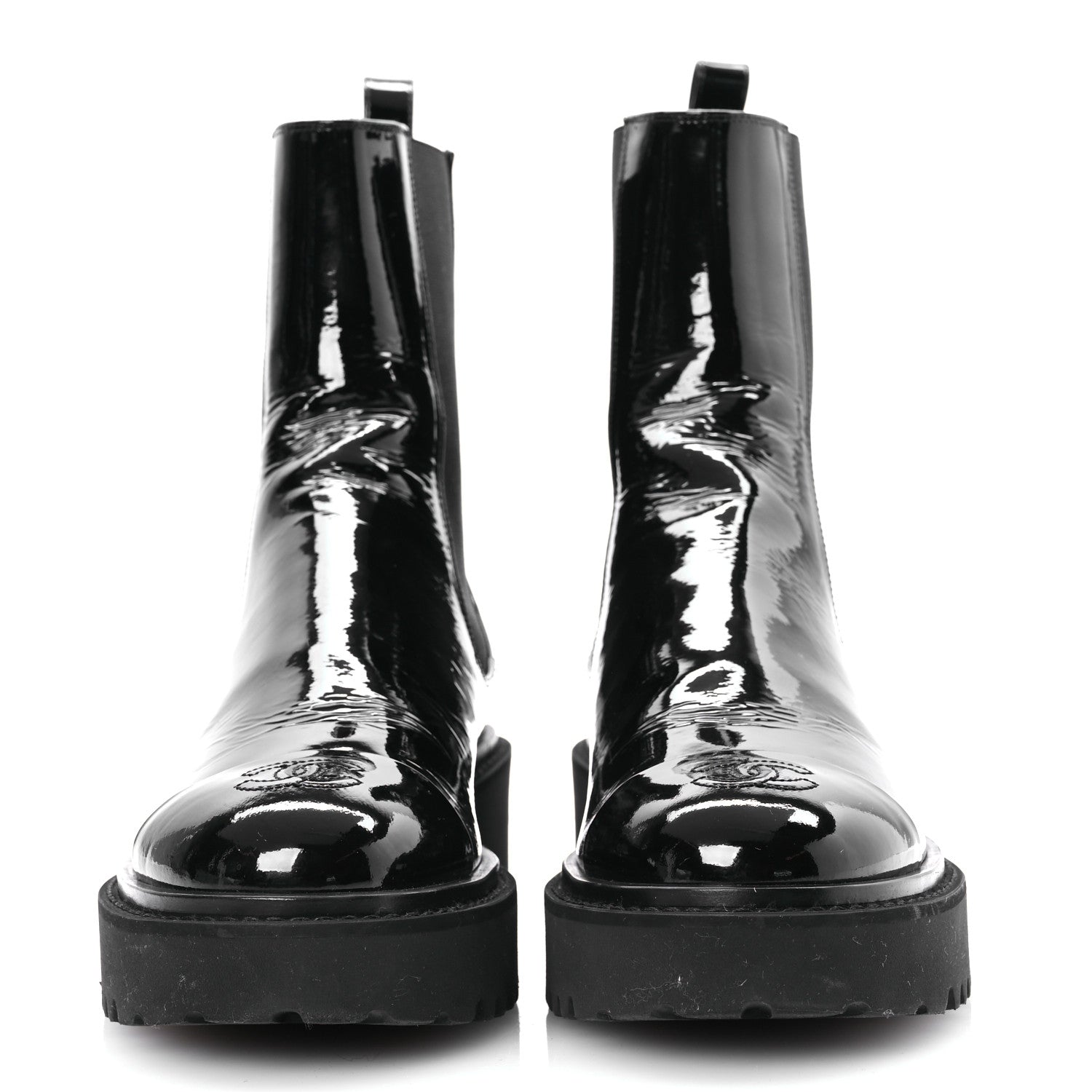 Chanel Patent Cap Toe Short Boots 38.5 Black 3 of 12