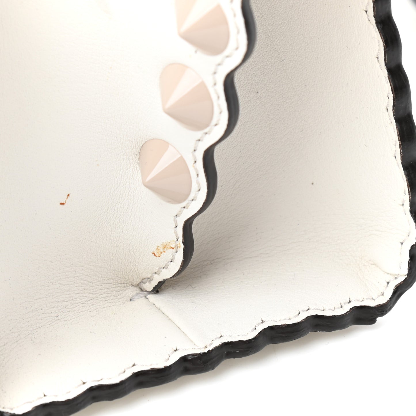 Vitello Dolce Scalloped Studded Mini 3Jours Tote White Ice Nuvola