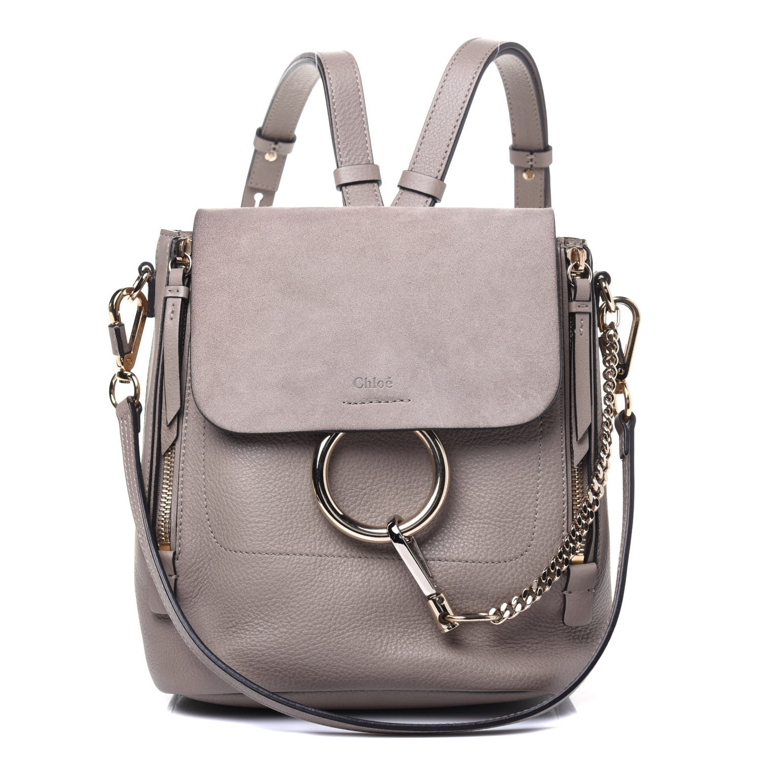 Chloe Suede Calfskin Small Faye Backpack Motty Grey 1 of 10