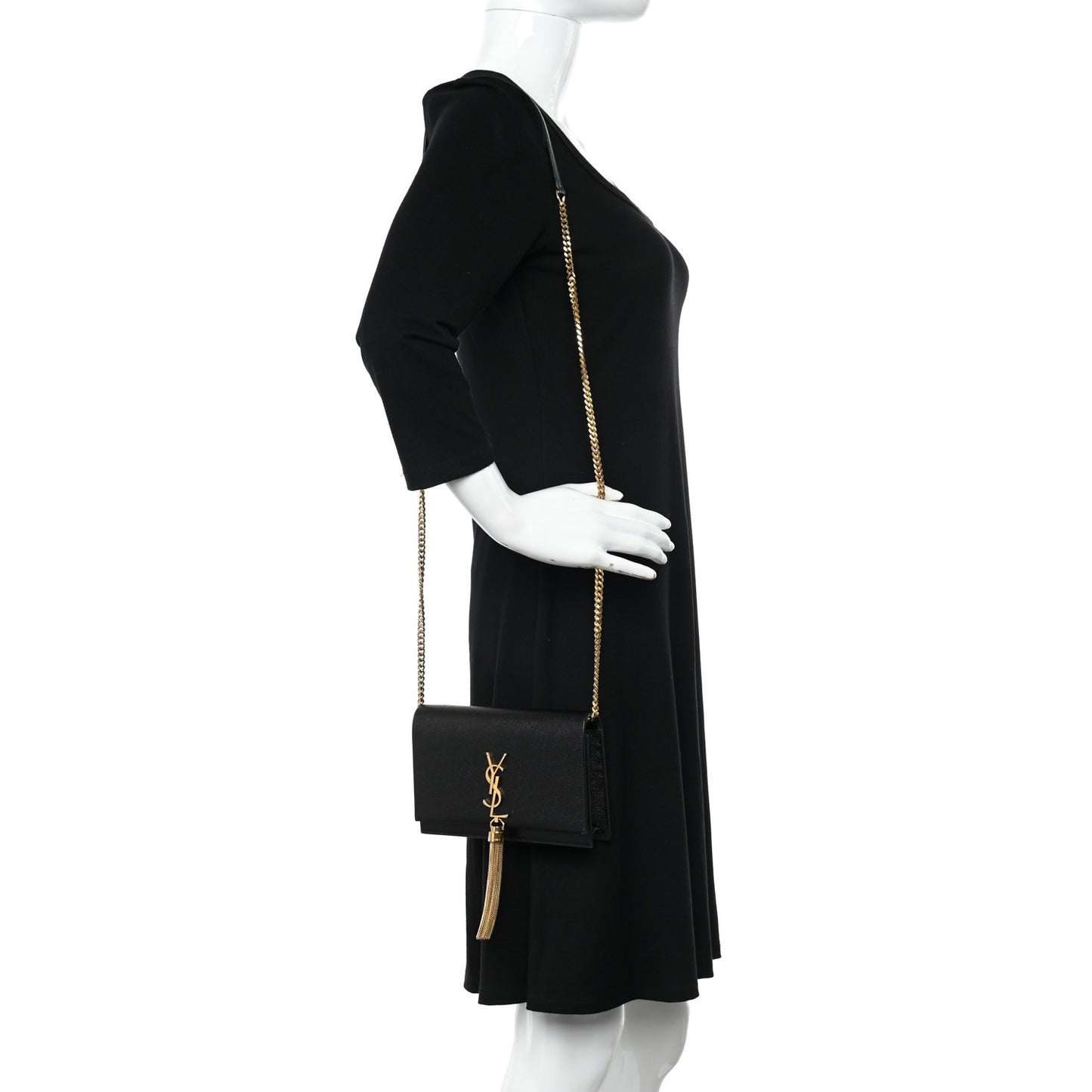 Grain De Poudre Classic Monogram Kate Tassel Chain Wallet Black