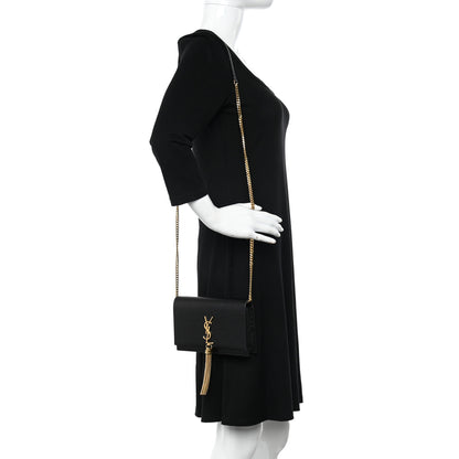 Saint Laurent Grain De Poudre Classic Monogram Kate Tassel Chain Wallet Black 2 of 9