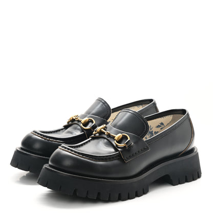 Gucci Cordovan Lux Womens Harald Horsebit 25mm Platform Loafers 38.5 Black 3 of 8
