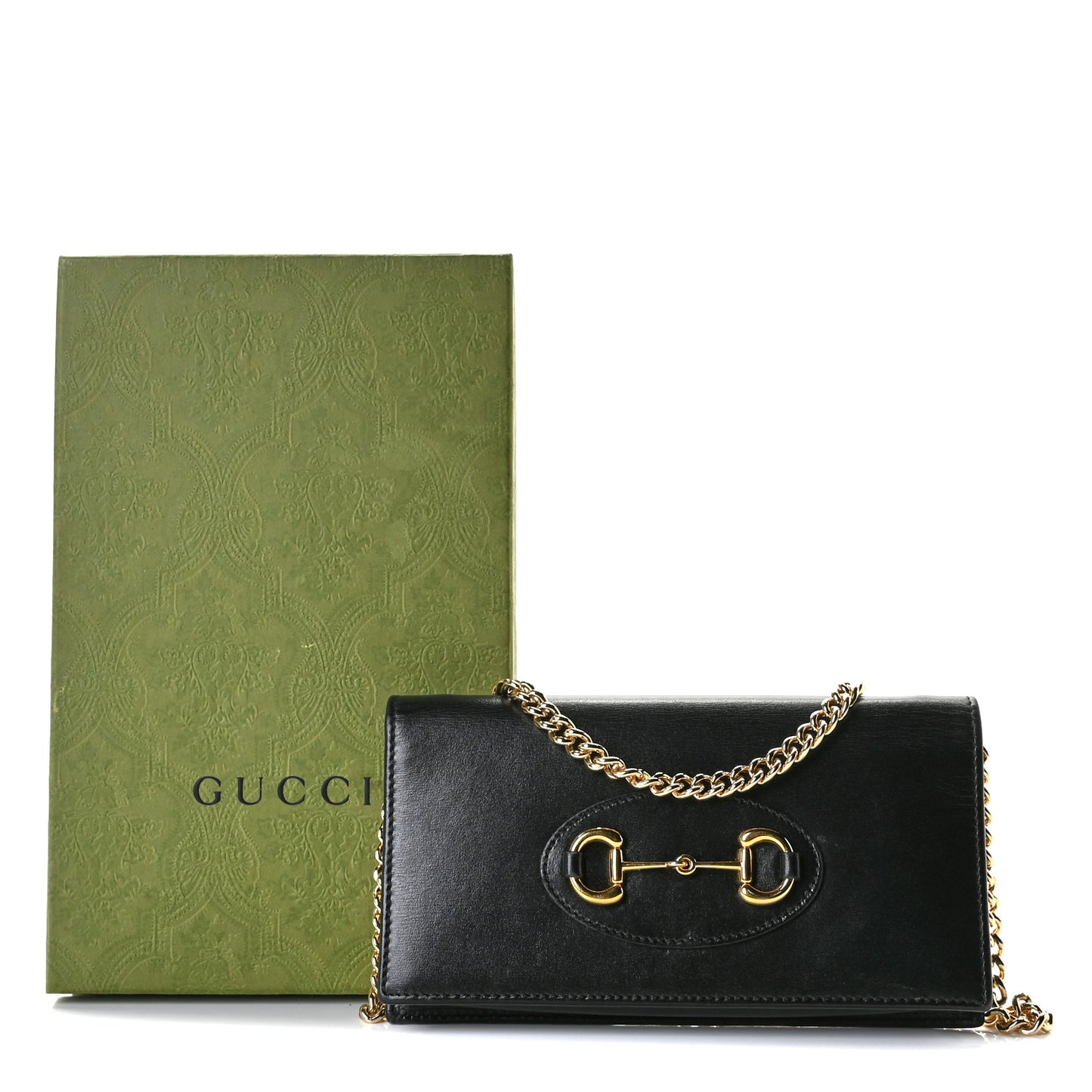 Boarded Plutone Calfskin Horsebit 1955 Wallet On Chain Black