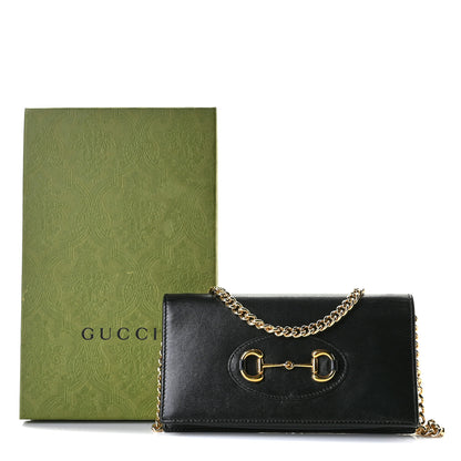 Gucci Boarded Plutone Calfskin Horsebit 1955 Wallet On Chain Black 6 of 9