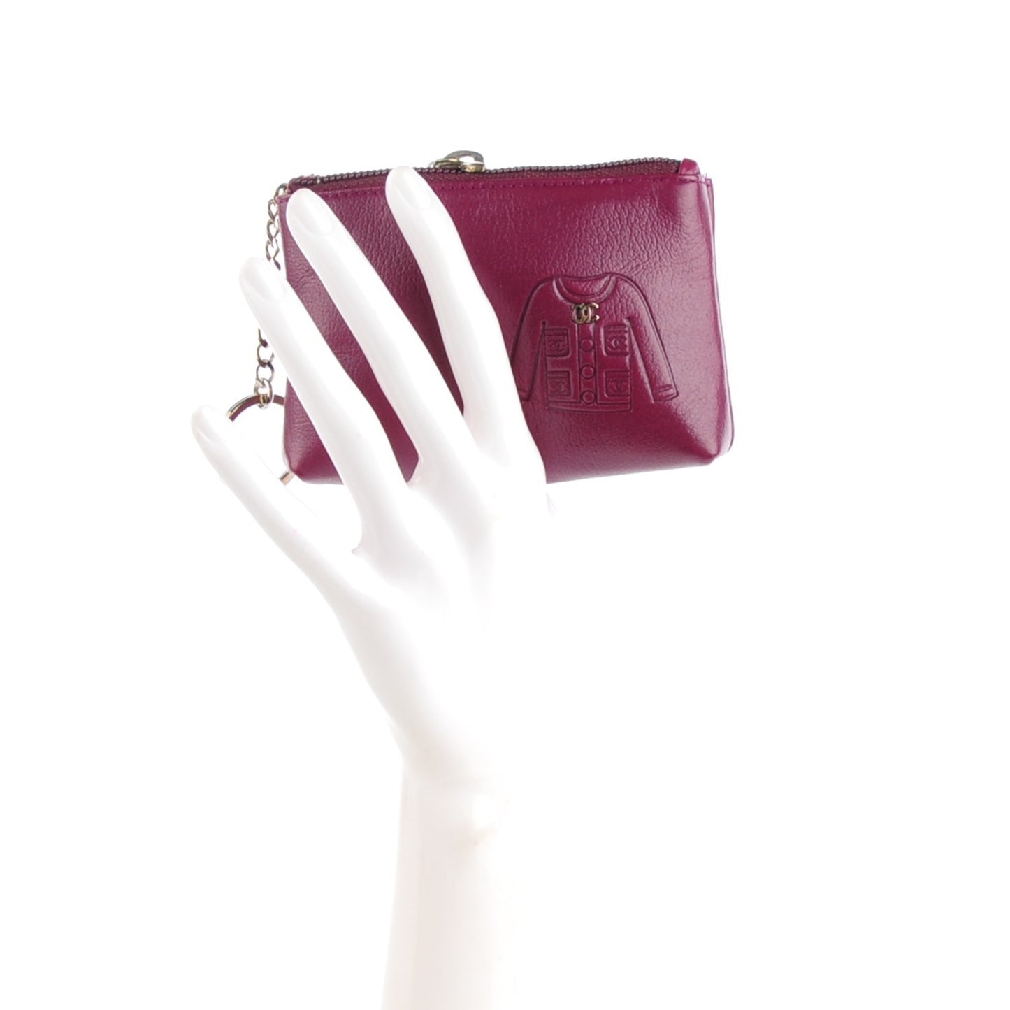 Goatskin CC Jacket Embossed Coin Purse Light Purple