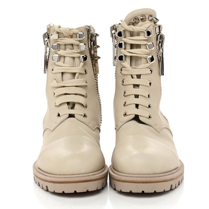 Christian Louboutin Calfskin Winter Spikes Combat Boots 38.5 White 3 of 8