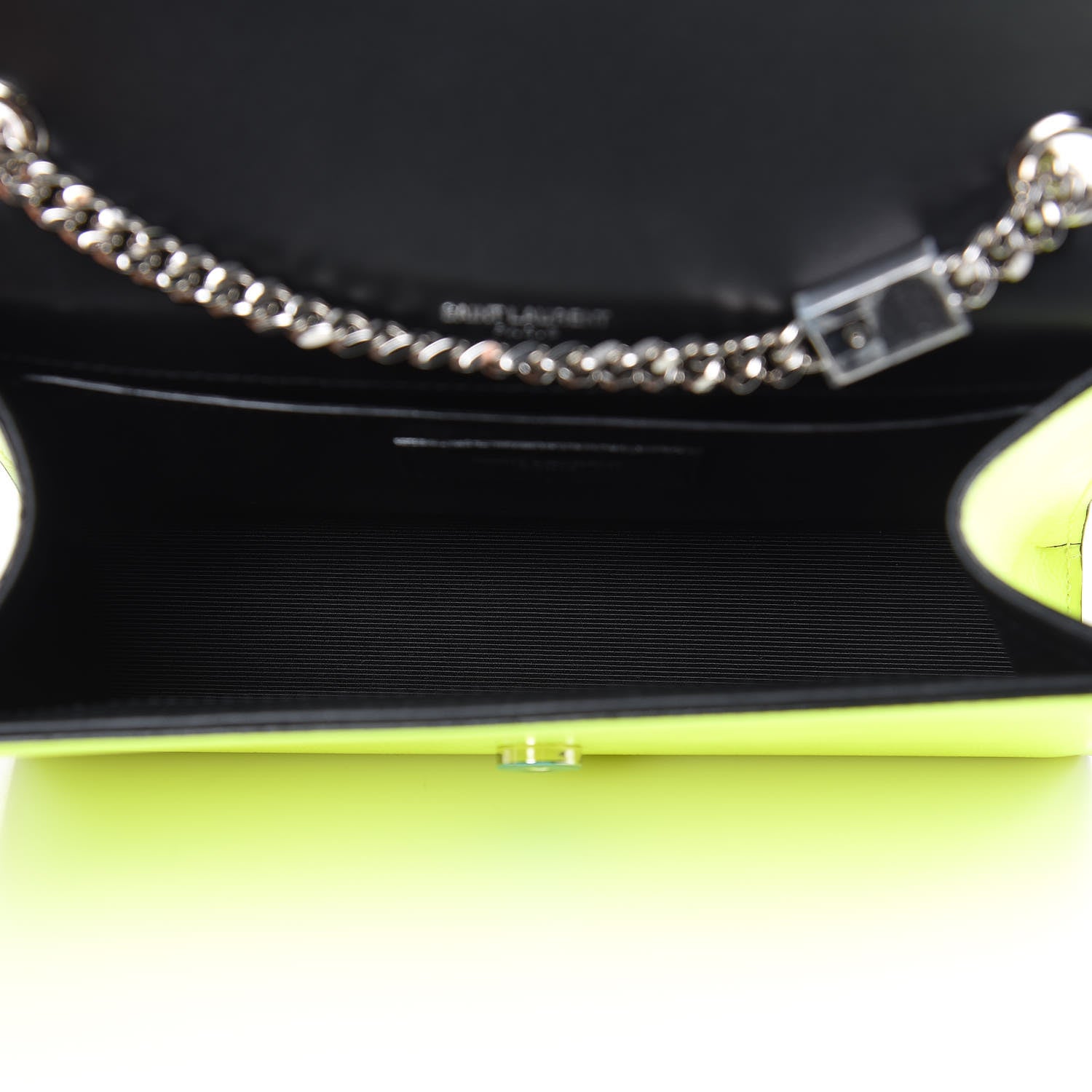 Saint Laurent Patent Grain de Poudre Small Monogram Kate Satchel Neon Yellow 5 of 11