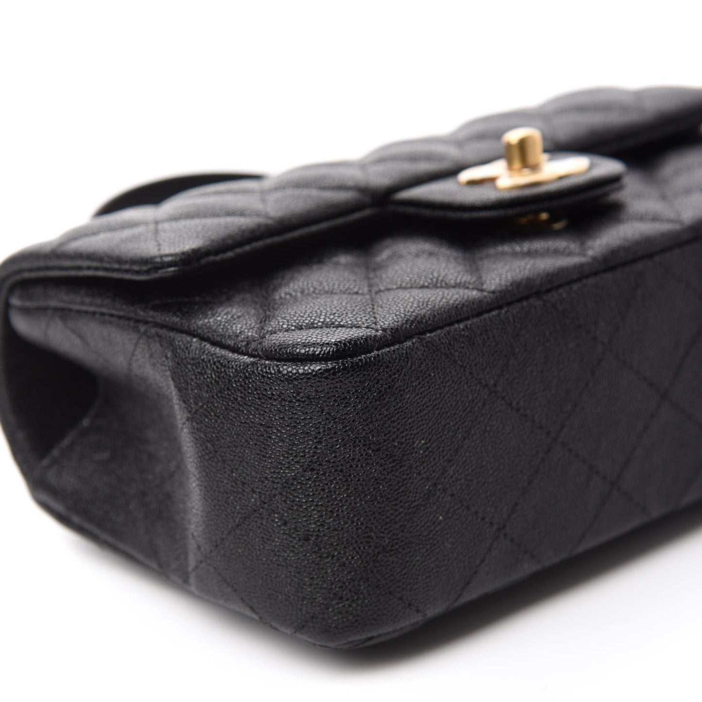 Caviar Quilted Mini Top Handle Rectangular Flap Black