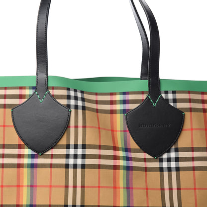 Burberry Vintage Rainbow Check Extra Large The Giant Reversible Tote Antique Yellow 14 of 17