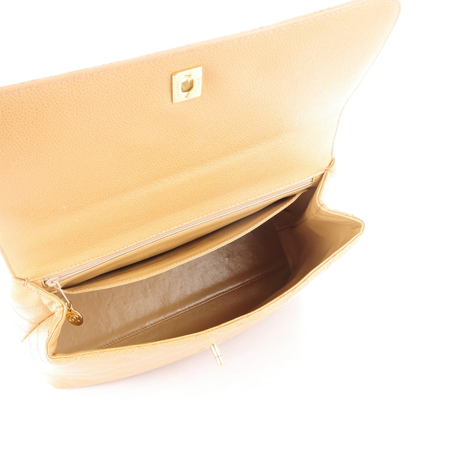 Caviar Quilted Jumbo Kelly Flap Beige