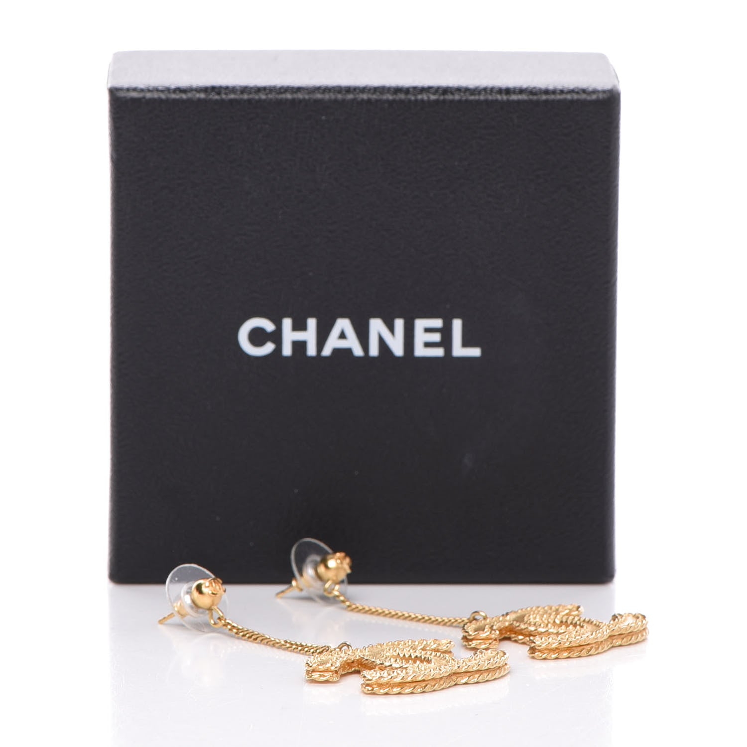 Chanel CC Drop Earrings Matte Gold 5 of 5