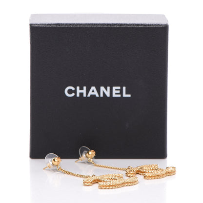 Chanel CC Drop Earrings Matte Gold 5 of 5