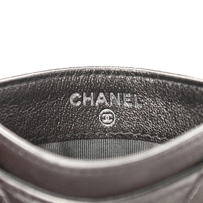 Chanel Metallic Calfskin Quilted Diamond CC Card Holder Pewter 6 of 9