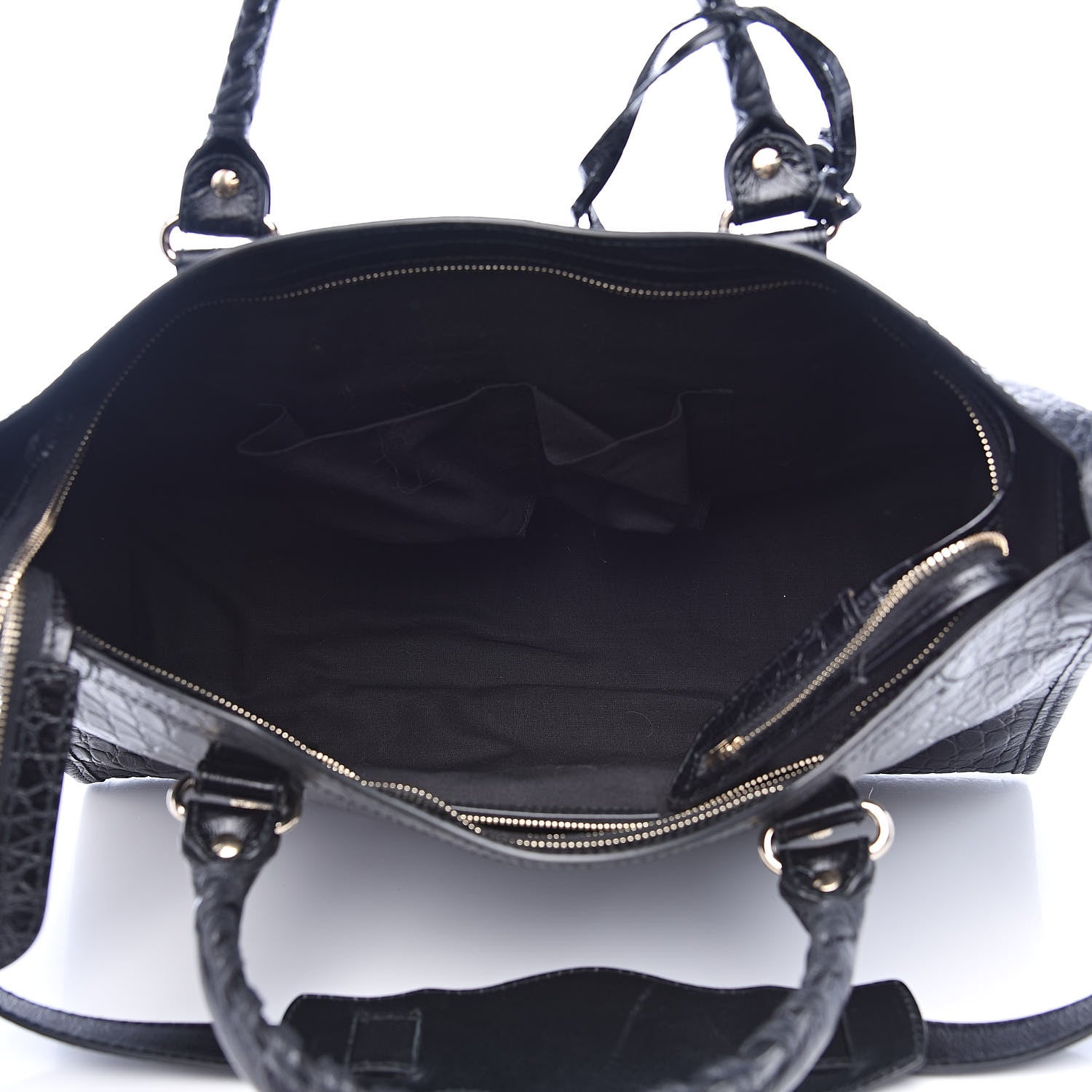 Balenciaga Calfskin Crocodile Embossed Giant 12 Gold Hardware City Black 5 of 9