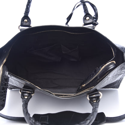 Balenciaga Calfskin Crocodile Embossed Giant 12 Gold Hardware City Black 5 of 9