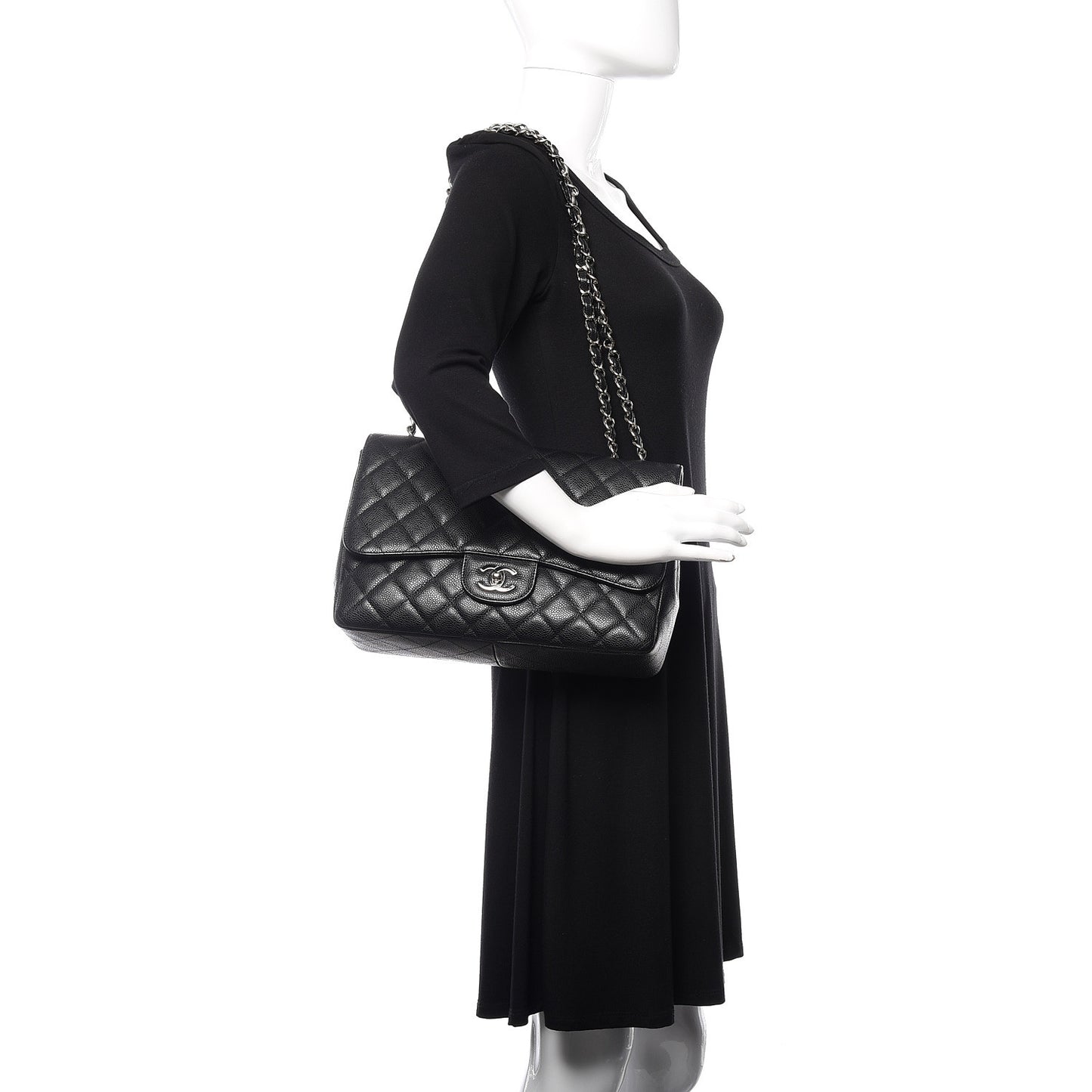Caviar Quilted Jumbo Single Flap Black