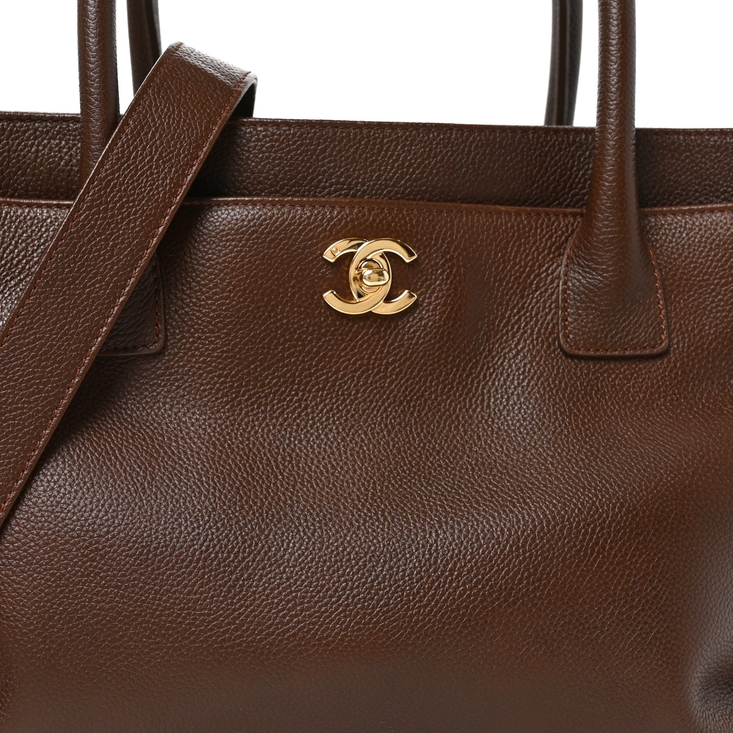 Calfskin Cerf Executive Shopper Tote Brown